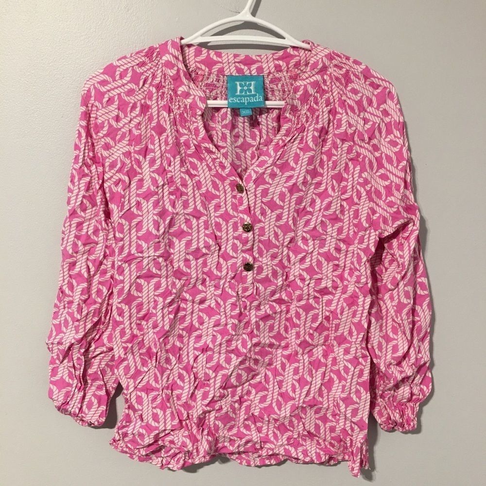 Escapada Women’s Pink Chain Button Long Sleeve Top Size XS